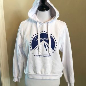 White paramount logo hoodie